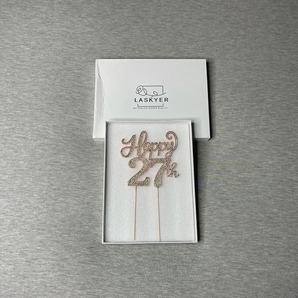 Happy 27th Birthday Rose Gold Rhinestone Cake Topper